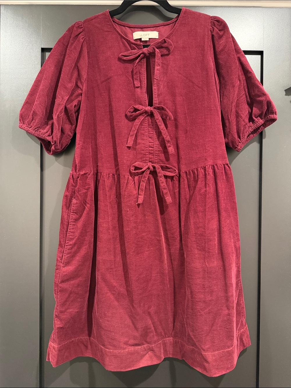 LOFT Women’s Midi Corduroy Tie-Front Dress